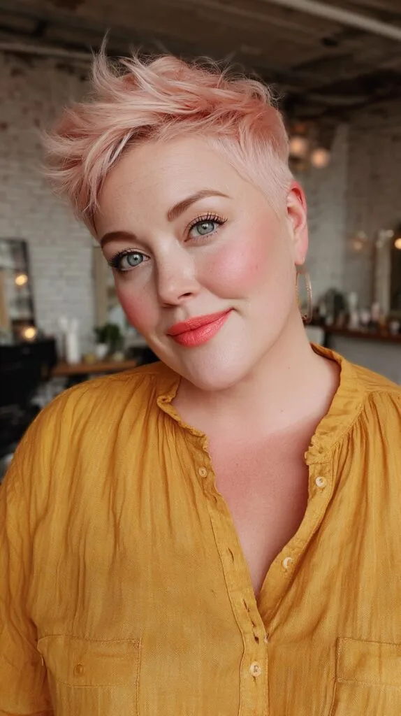 Trendy Textured Rose Gold Pixie Cut