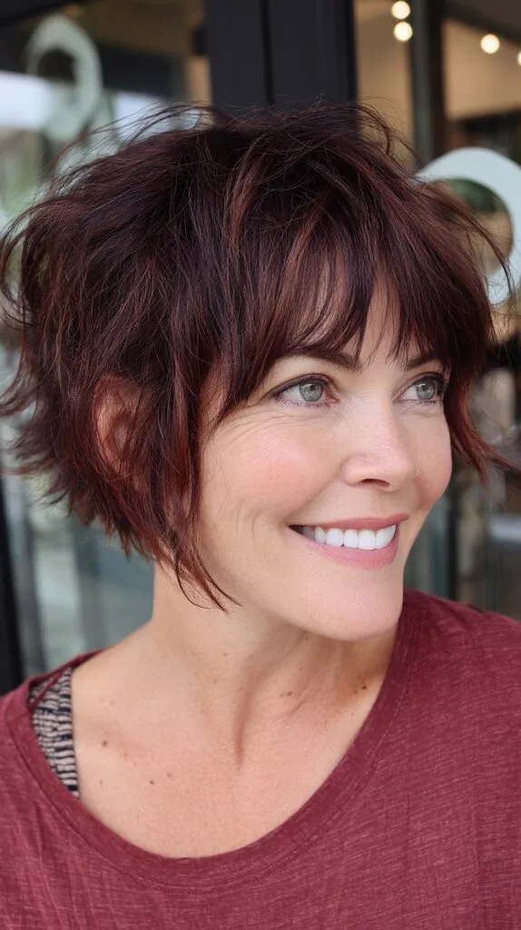 Vibrant Chestnut Tousled Pixie