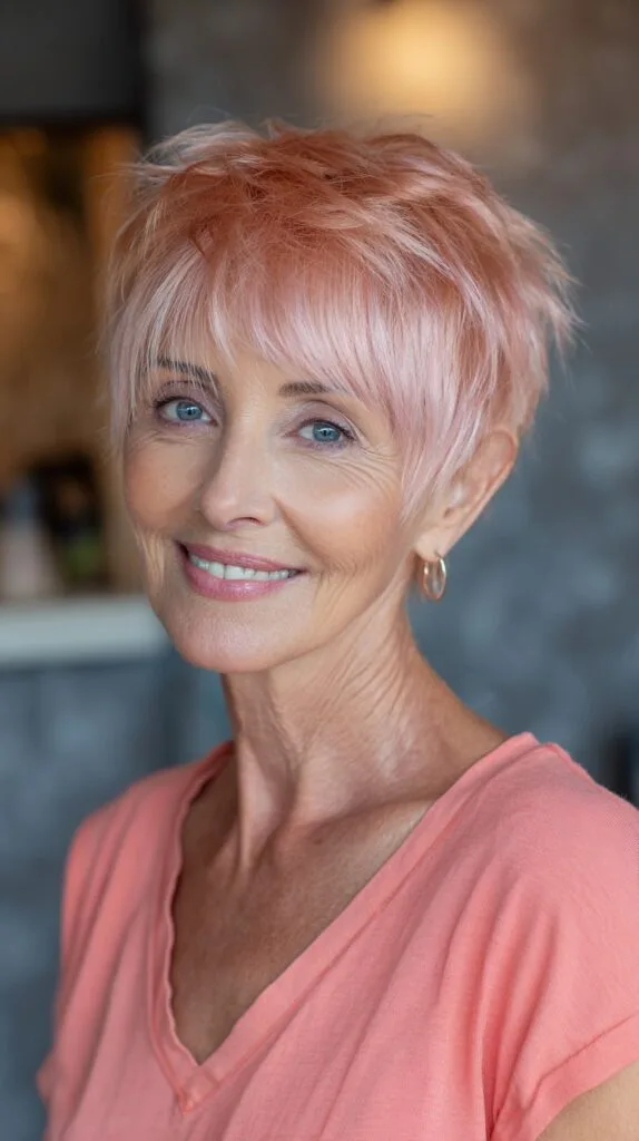 Vibrant Coral Textured Pixie