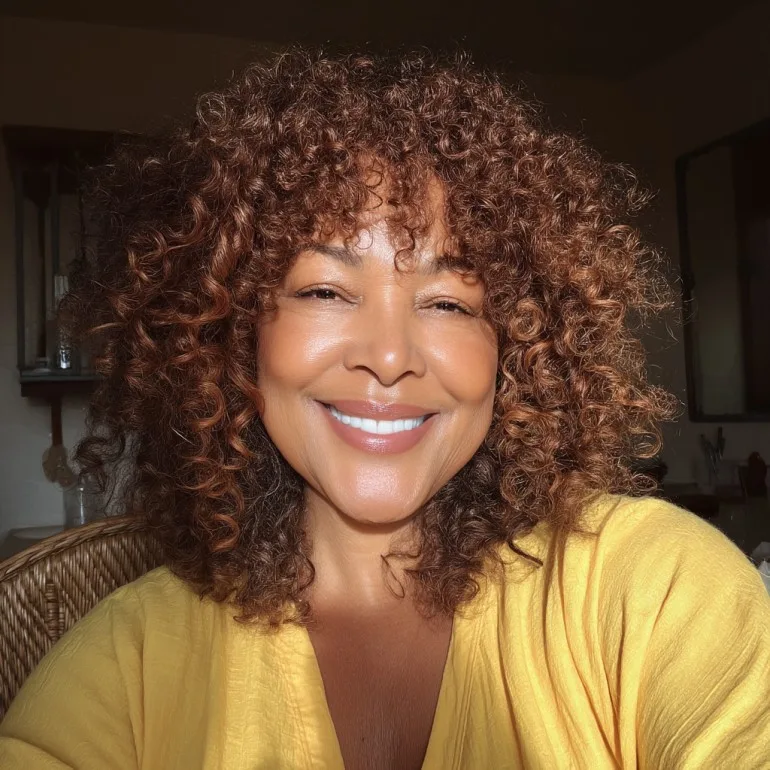 Vibrant Curly Shoulder-Length Cut with Lush Volume