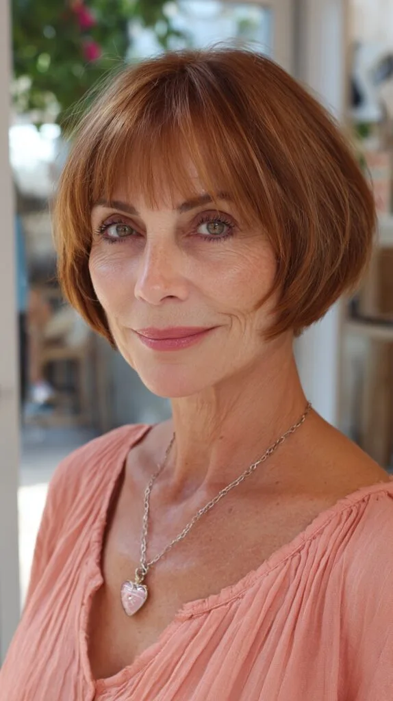 Vibrant Ginger Stacked Bob with Seamless Bangs