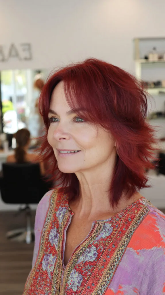 Vivid Crimson Tousled Bob