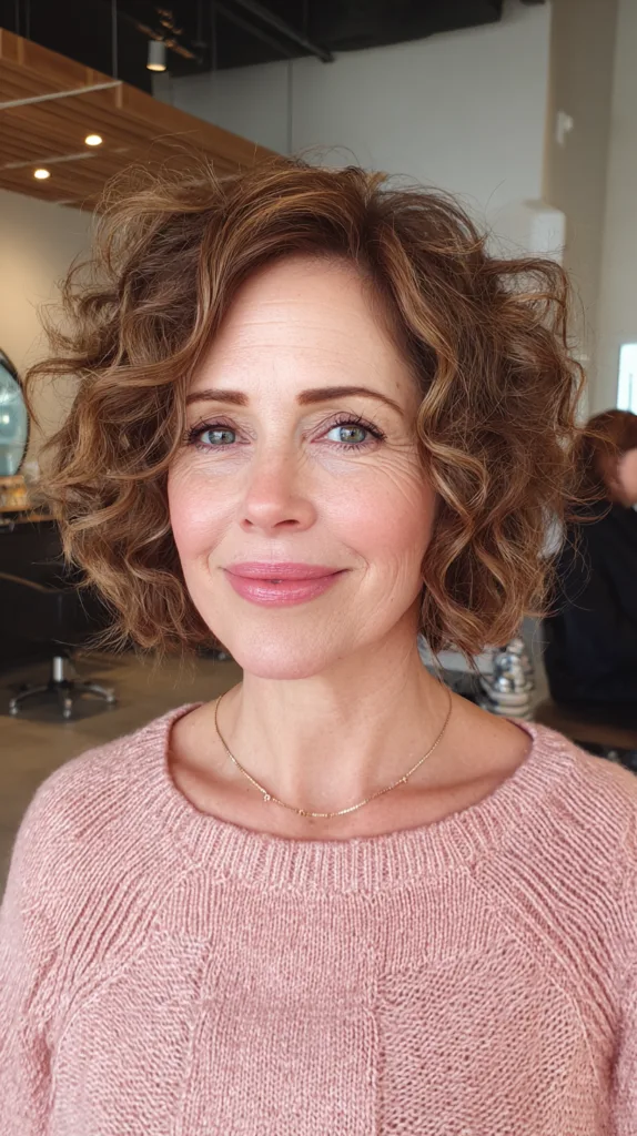 Voluminous Curly Bob with Soft Face-Framing Layers