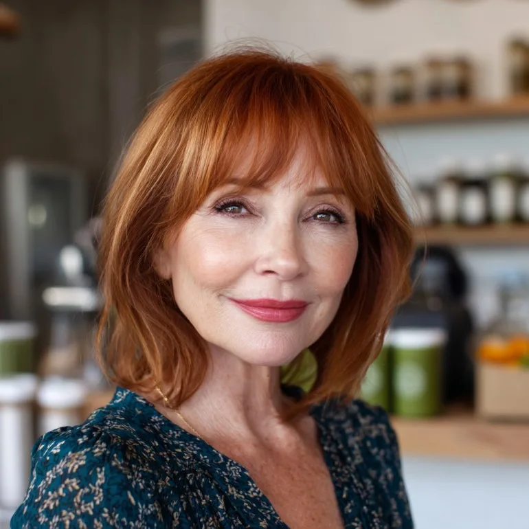 Warm Auburn Shoulder-Length Textured Bob