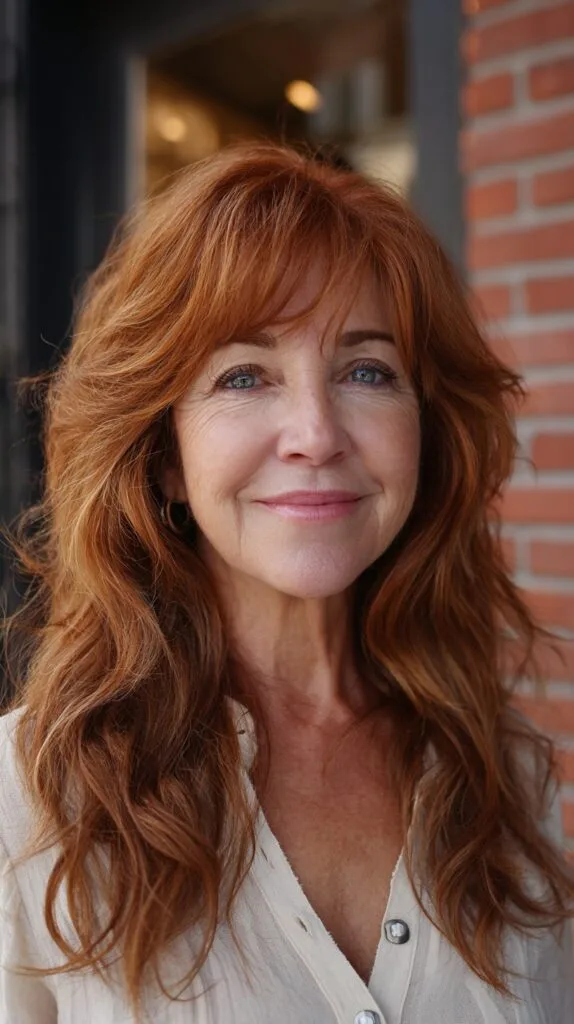 Warm Auburn Soft Shag with Face-Framing Layers