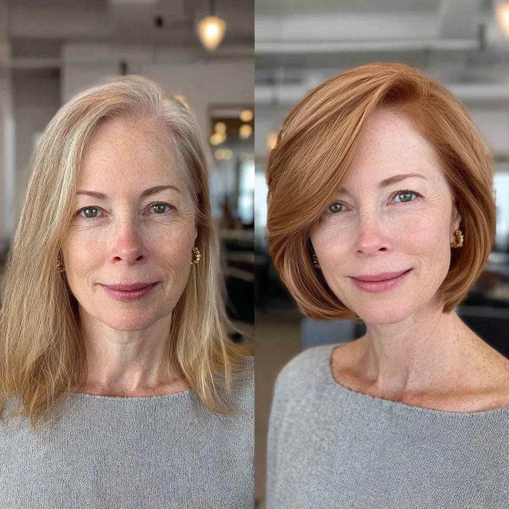 Warm Auburn Stacked Bob with Subtle Layers