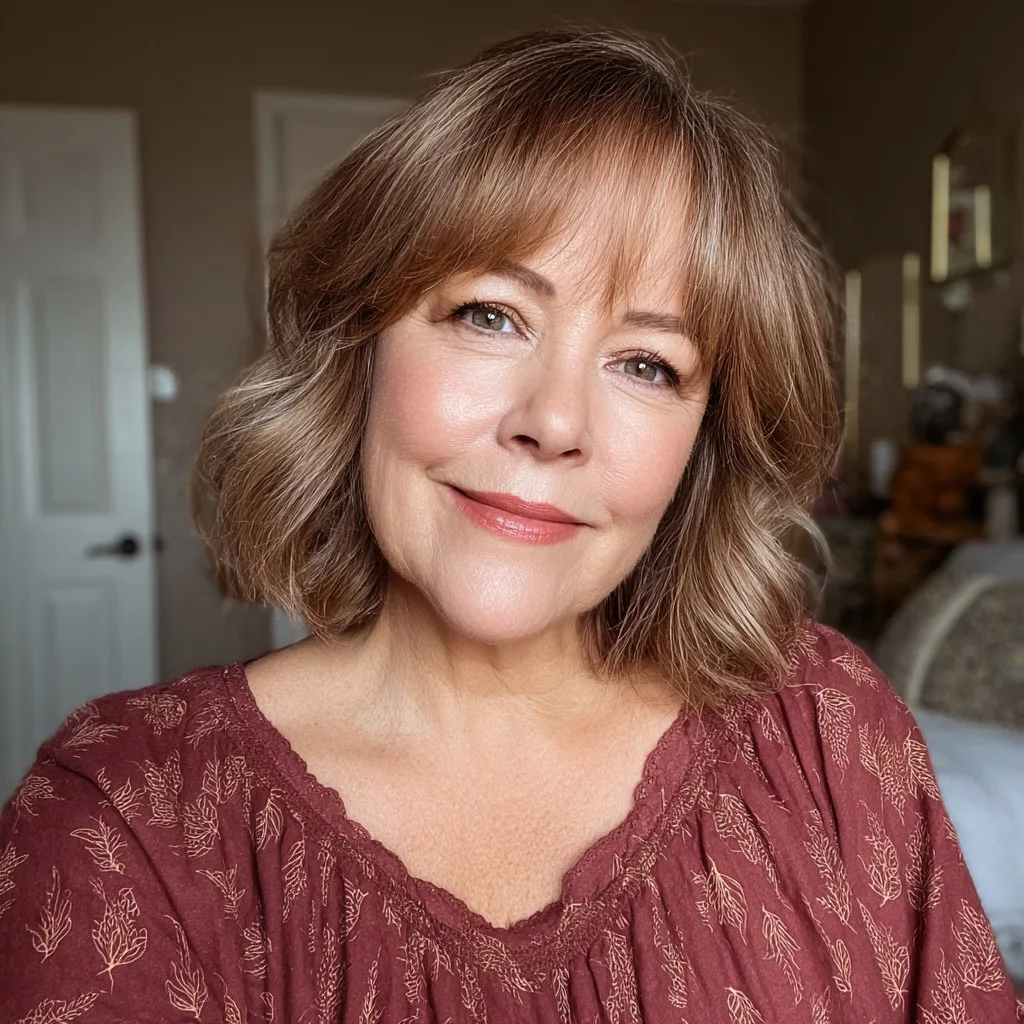 Warm Chestnut Bob with Soft Textured Ends