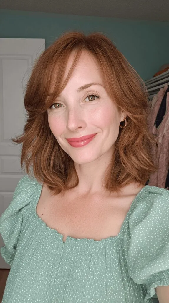 Warm Copper Waves with Face-Framing Layers