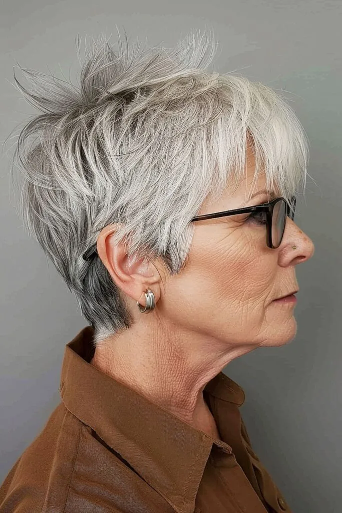 60 year old with a Stylish Textured Shag Crop