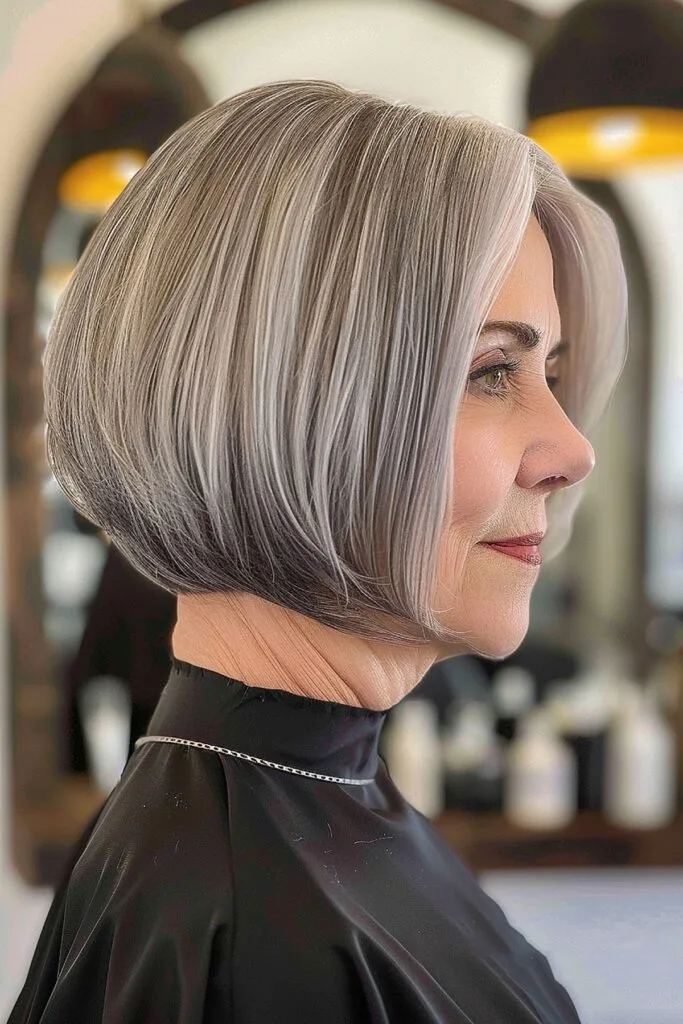 A Chic Short Graduated Bob for an older woman over 60