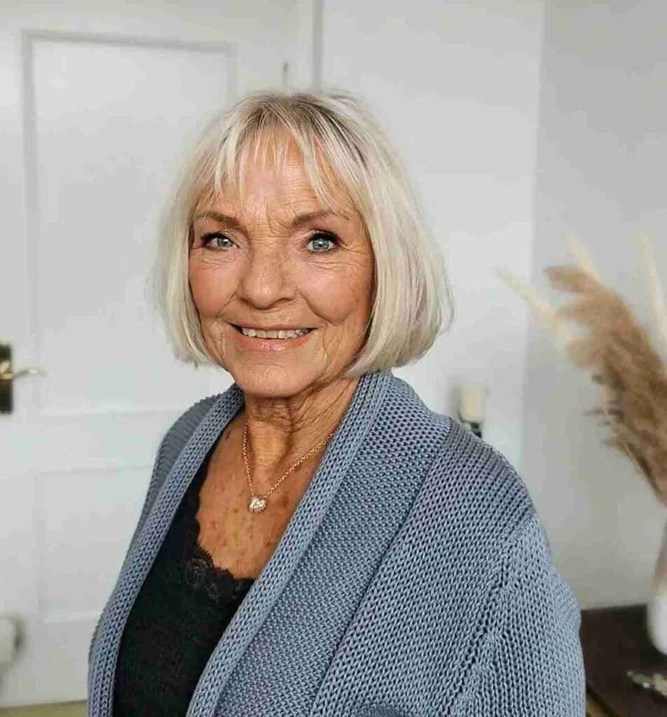 Adorable Bob with See-Through Bangs for Women Past 70