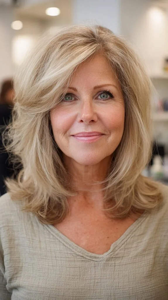 Airy Ash-Blonde Butterfly Layers with Face-Framing Sweep