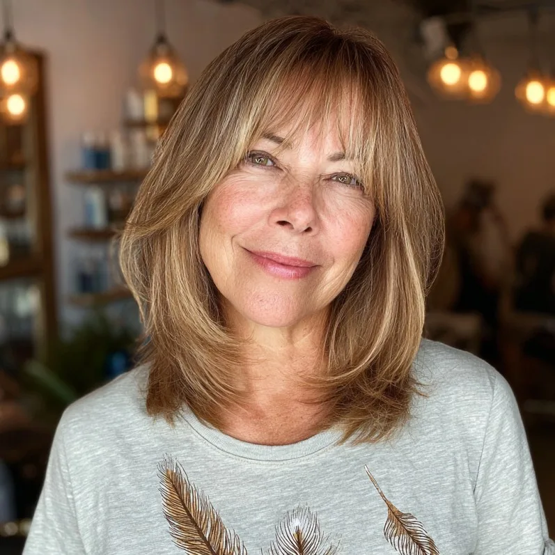 Beautiful Long Choppy Bob with Soft Bangs