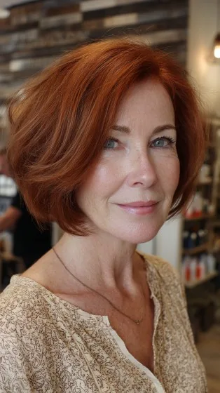 Beautiful Textured Red Bob with Soft Volume