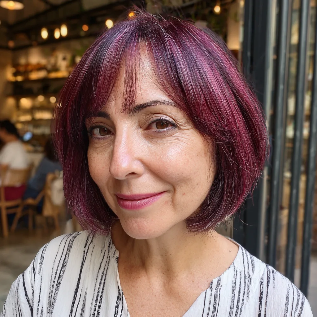 Bold Burgundy Bob with Subtle Layers