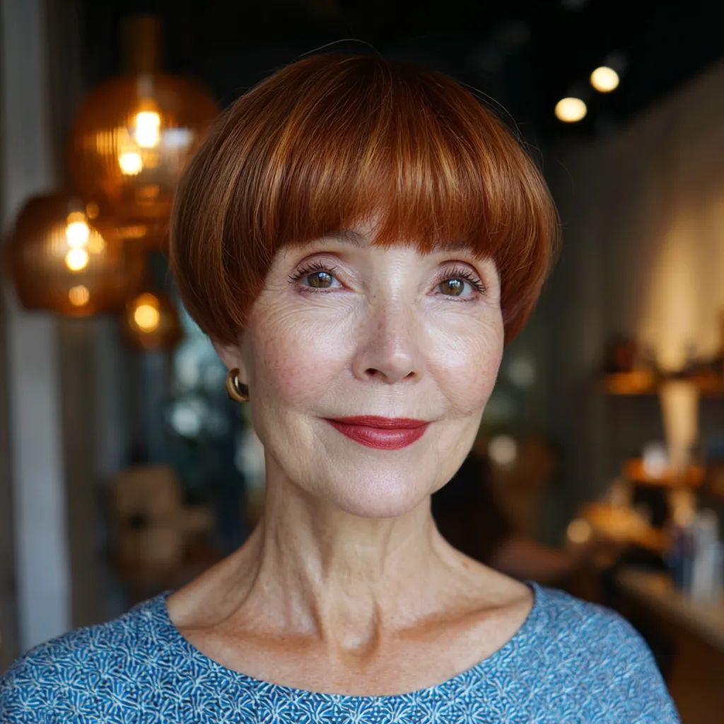 Bold Rounded Copper Bob with Soft Fringe