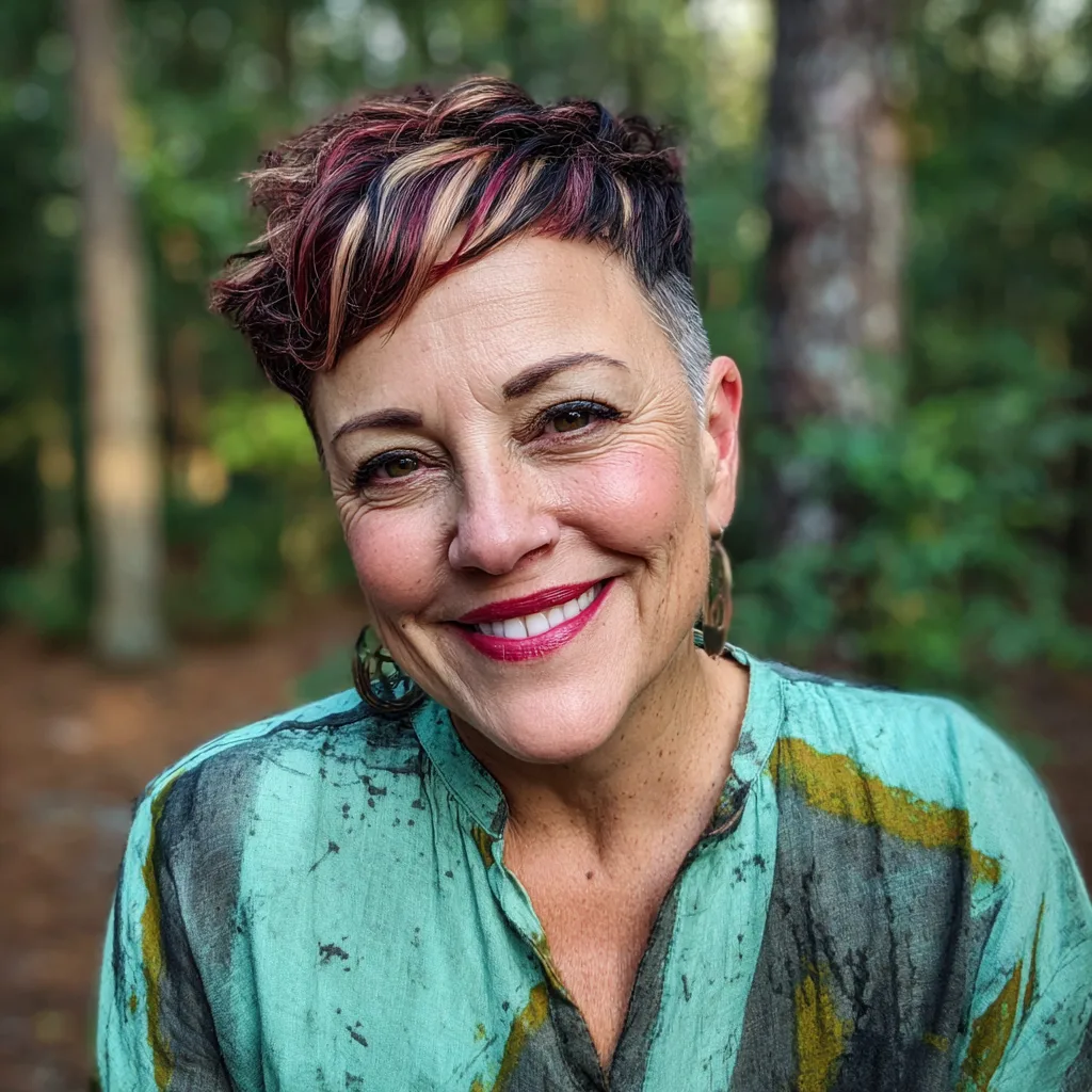 Bold Textured Pixie with Vivid Highlights