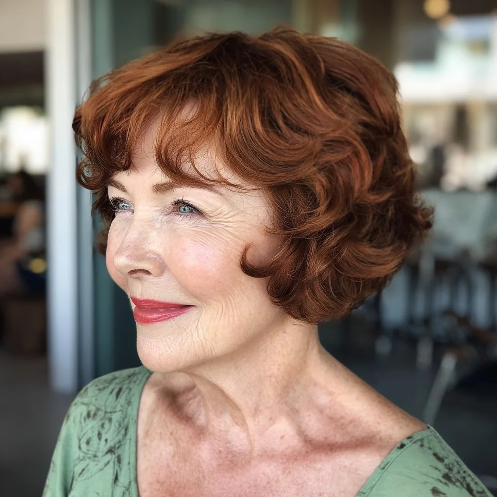 Charming Curly Copper Bob with Soft Volume
