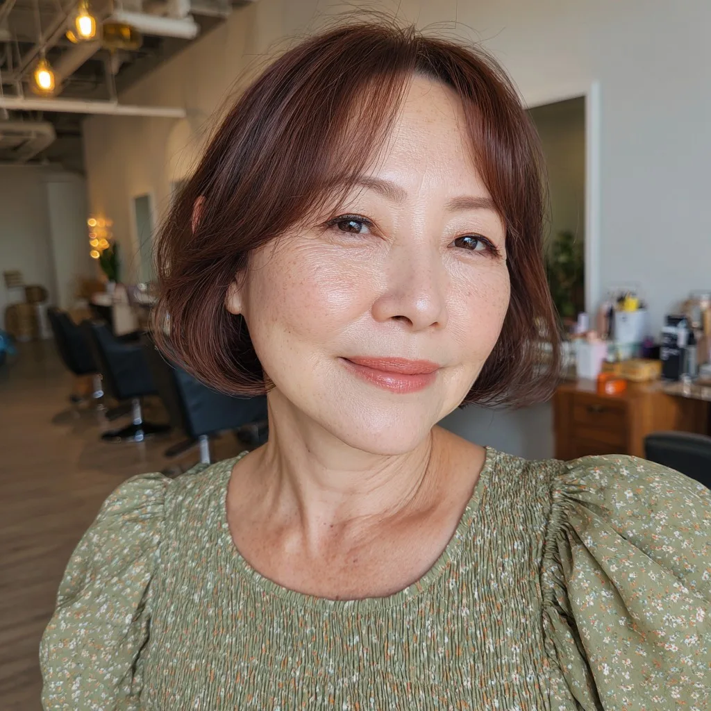 Charming Jaw-Length Bob with Soft Curtain Bangs