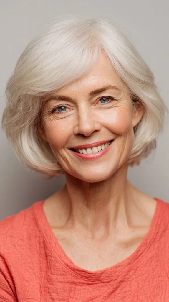 Charming Silver Side-Swept Bob