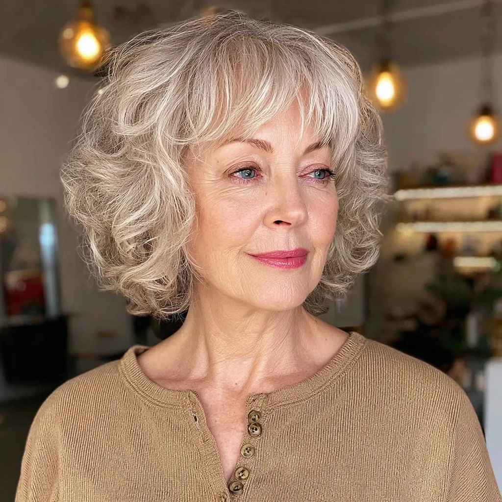 Charming Soft Curly Bob with Lush Volume