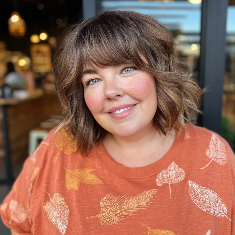 Charming Textured Long Choppy Bob with Subtle Volume
