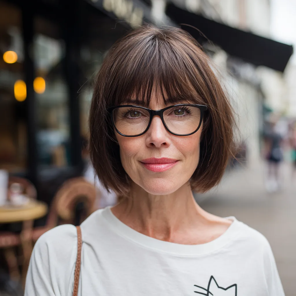 Chic Angular Bob with Birkin Bangs