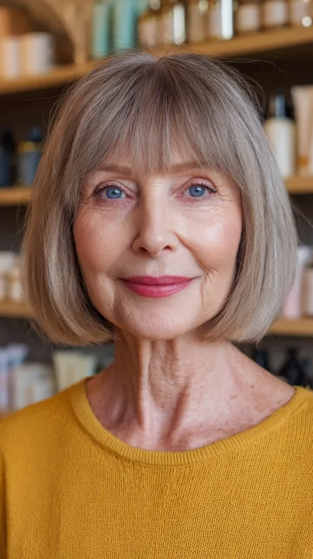 Chic Blunt Bob with Soft Bangs