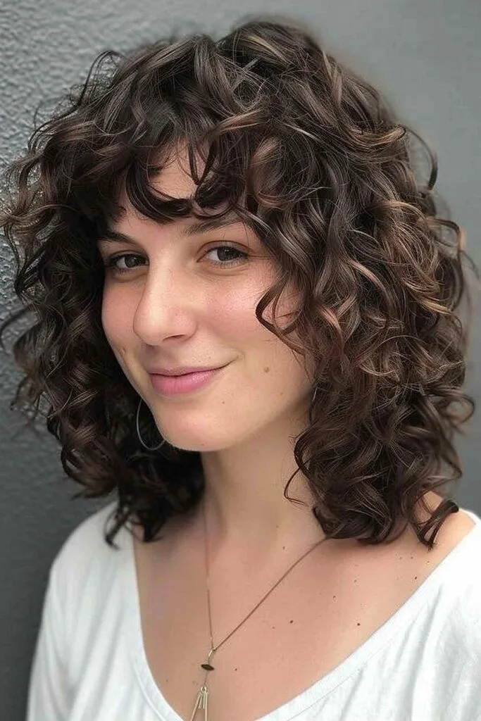 Chic Curly Bob with Bangs for Women Over 60
