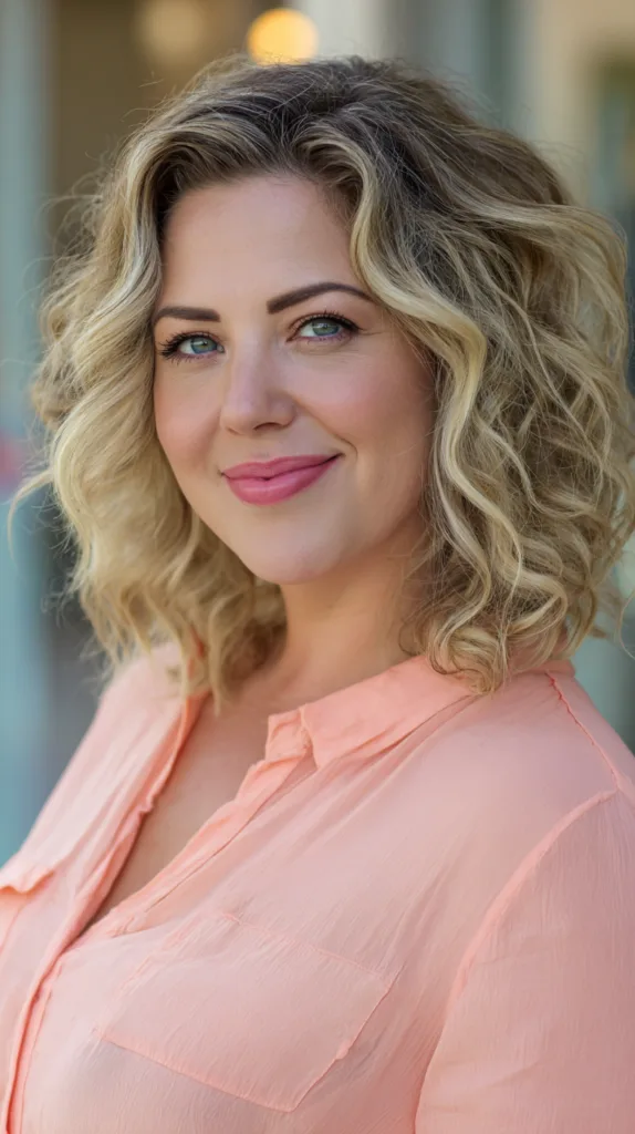 Chic Curly Bob with Soft Blonde Highlights