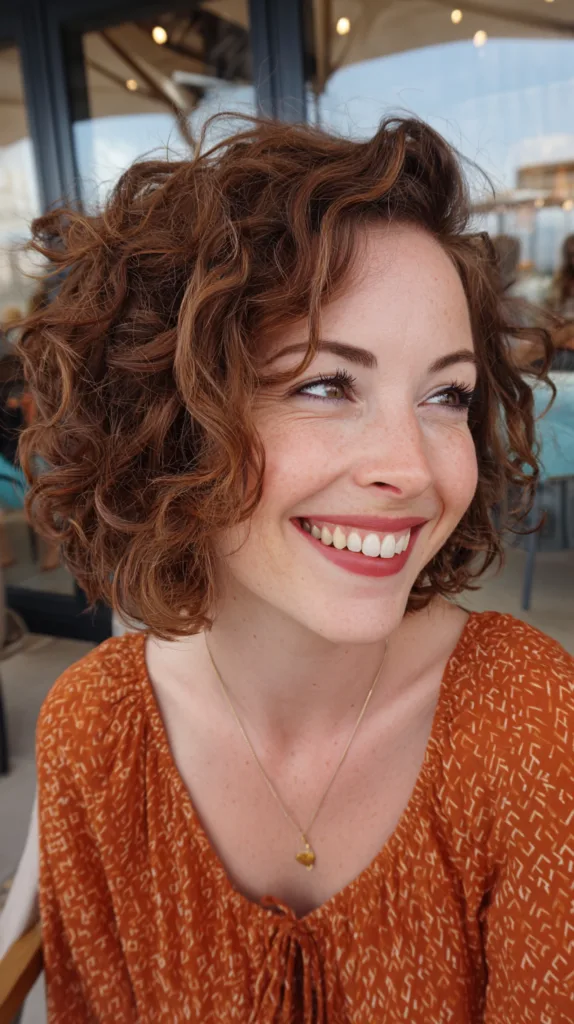 Chic Curly Bob with Soft Volume and Warm Highlights