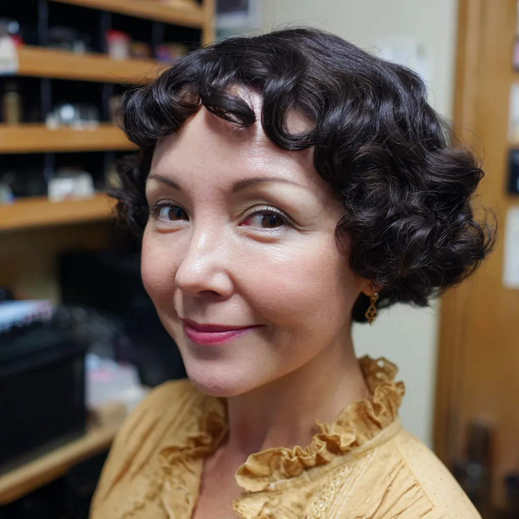 Chic Curly Bob with Vintage Waves
