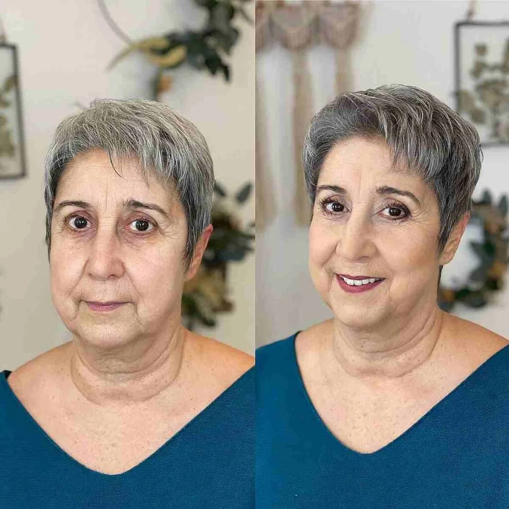 Chic Gray Cropped Pixie for Oval Face Shapes and Women Over Sixty
