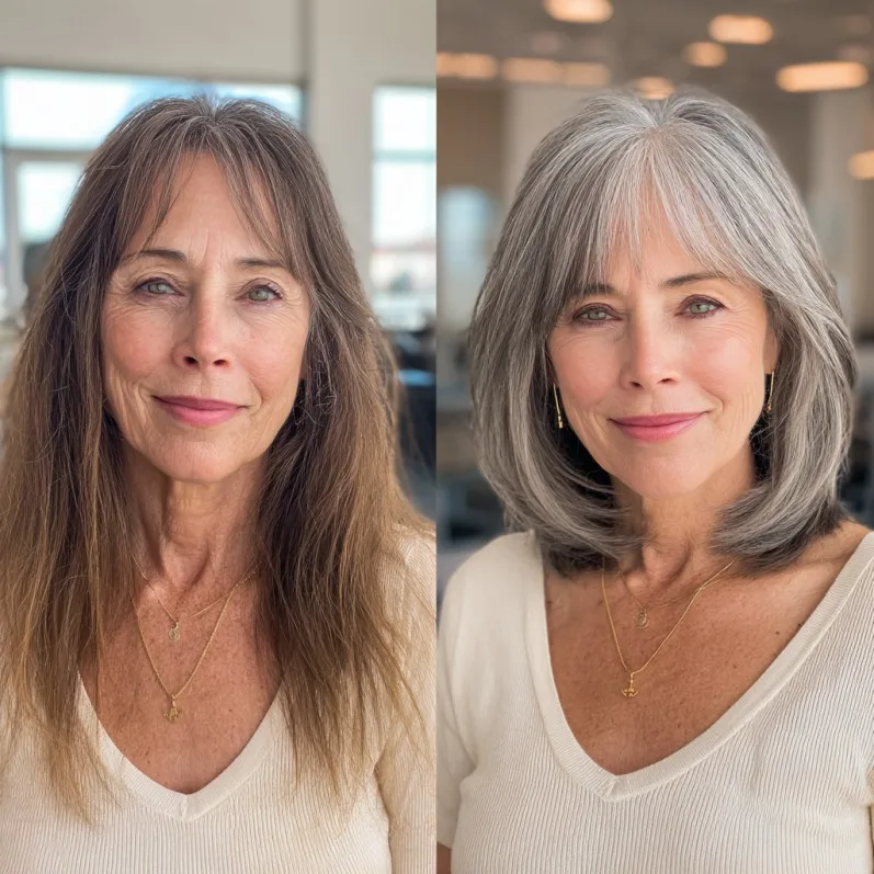 Chic Grey Bob with Subtle Face-Framing Layers