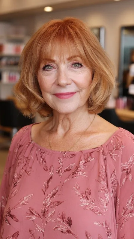 Chic Layered Bob with Soft Copper Highlights
