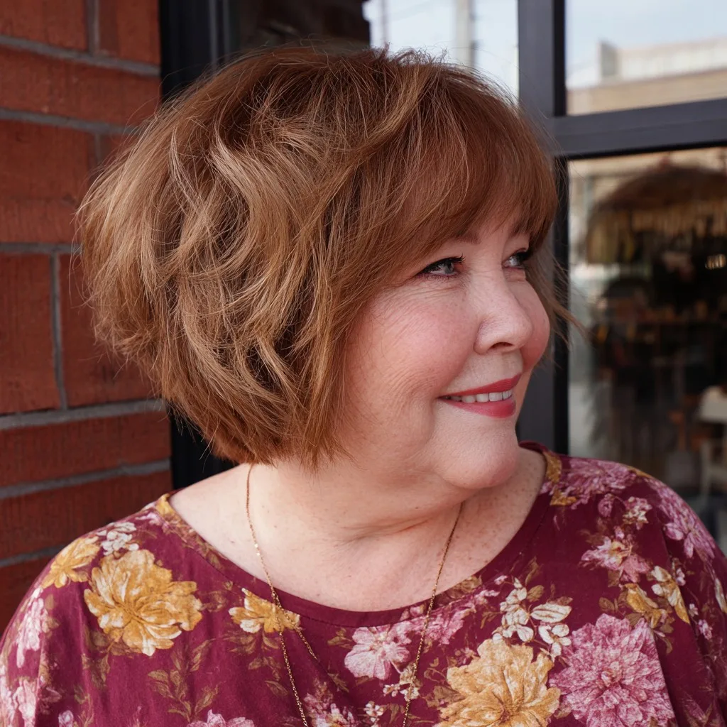 Chic Layered Textured Bob with Soft Bangs