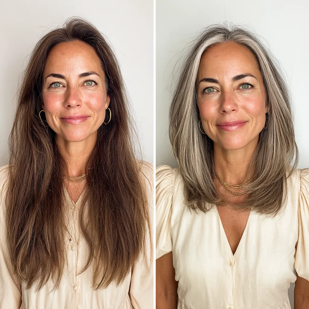 Chic Medium-Length Cut with Soft Silver Highlights