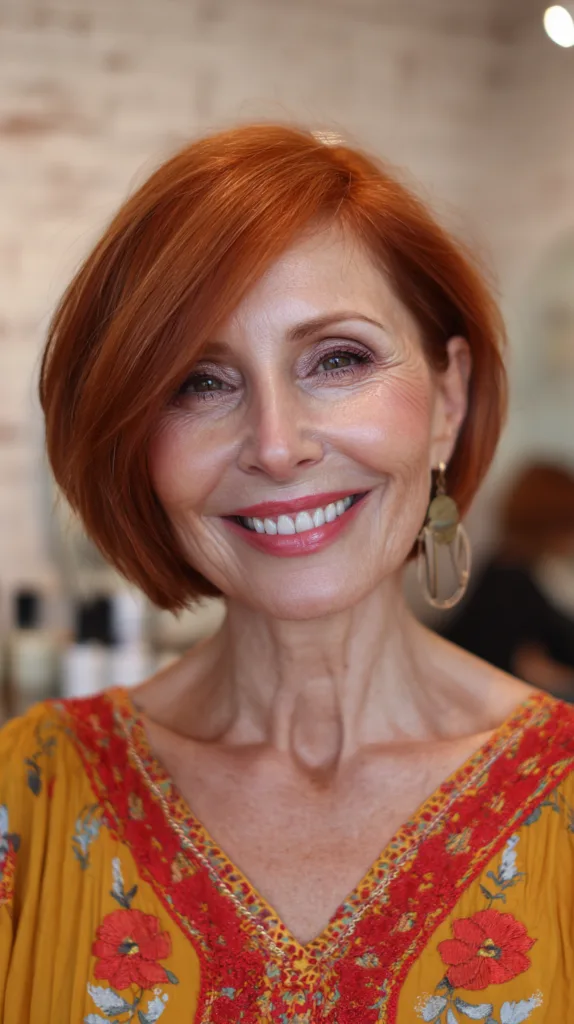 Chic Medium-Length Red Lob with Subtle Layers