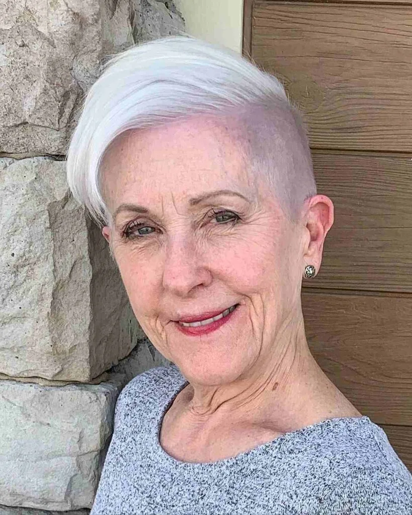 Chic Pixie with Shaved Sides for 70-Year-Olds
