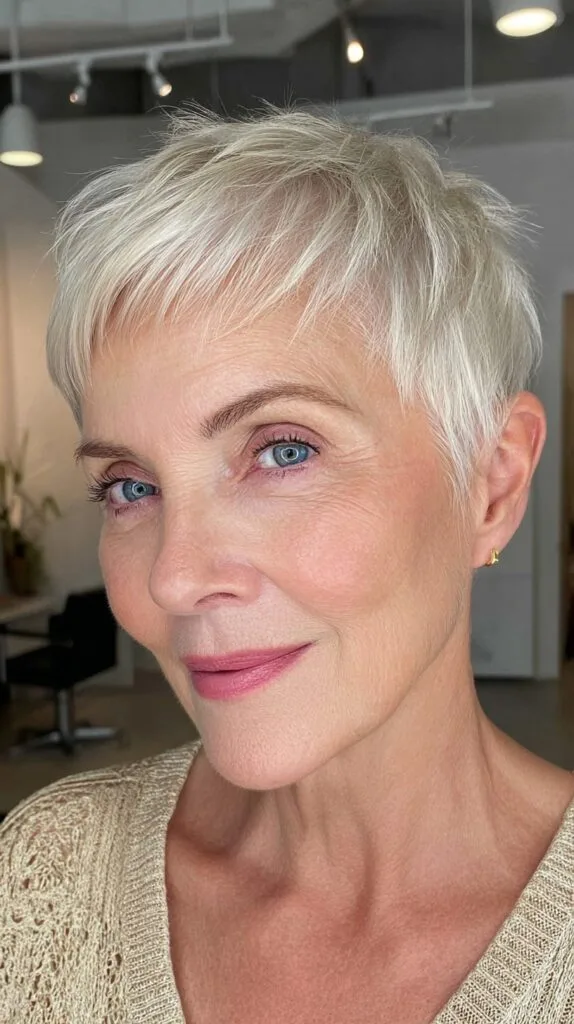 Chic Platinum Pixie with Textured Layers