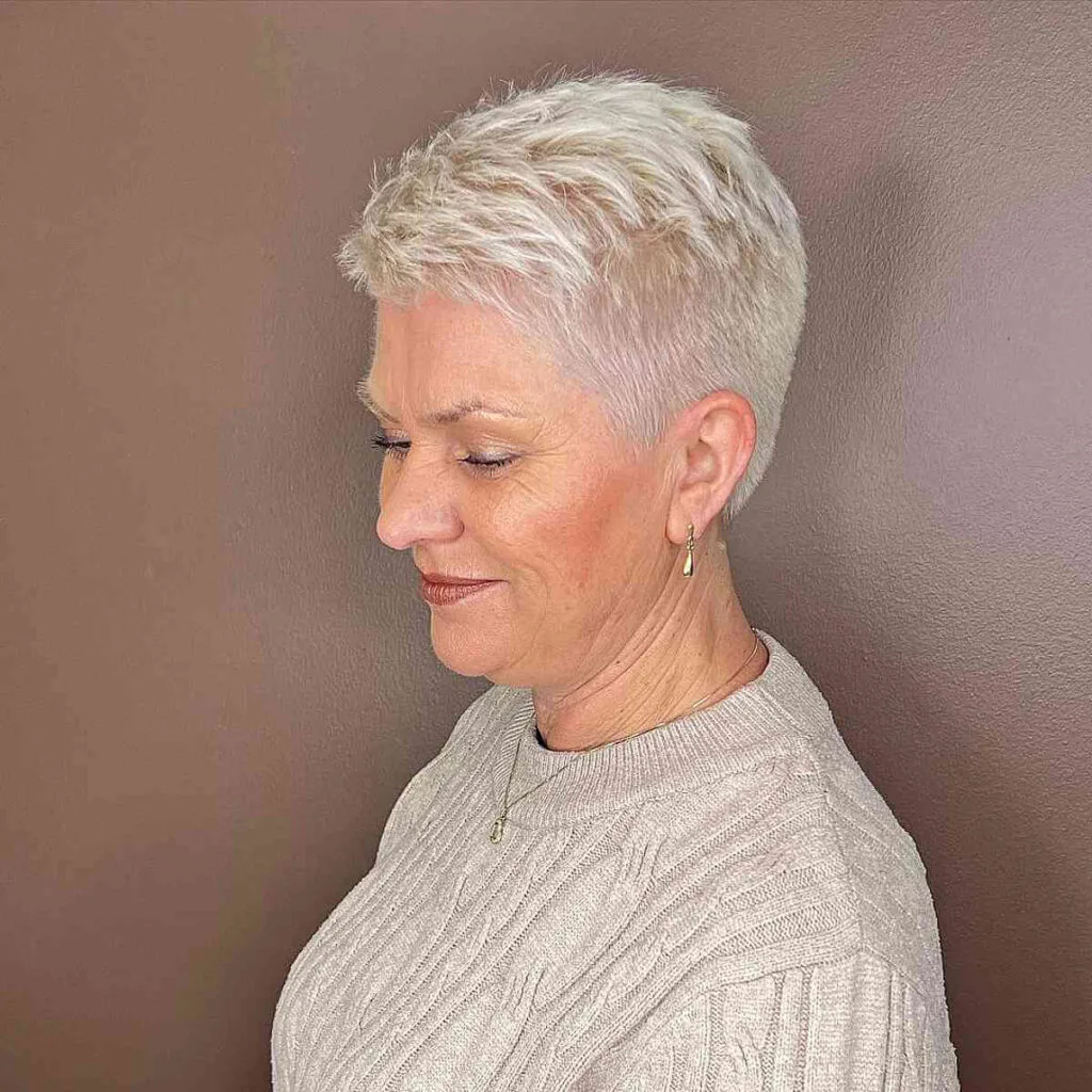 Chic Platinum White Pixie for Women 70 and Over