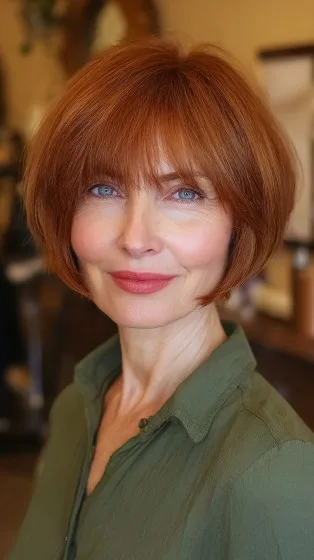 Chic Red Bob with Face-Framing Layers