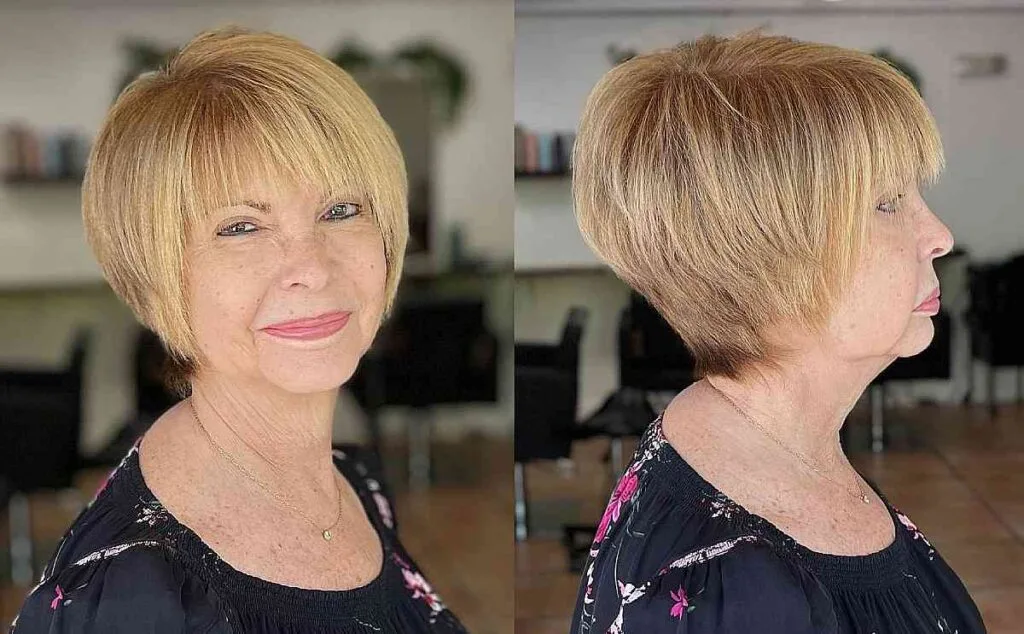 Chic Round Pixie Bob with Eyebangs for Women Above 60