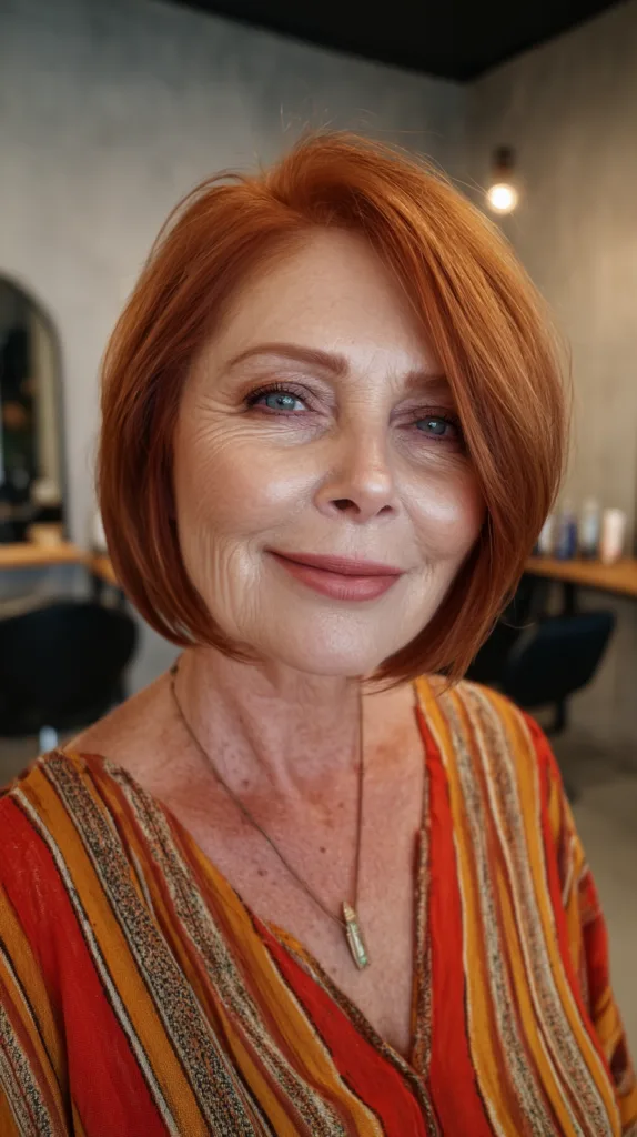 Chic Rounded Red Bob with Subtle Layers