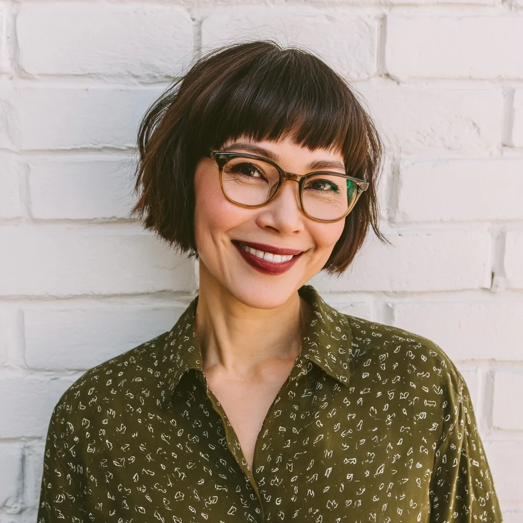 Chic Short Bob with Bold Choppy Bangs