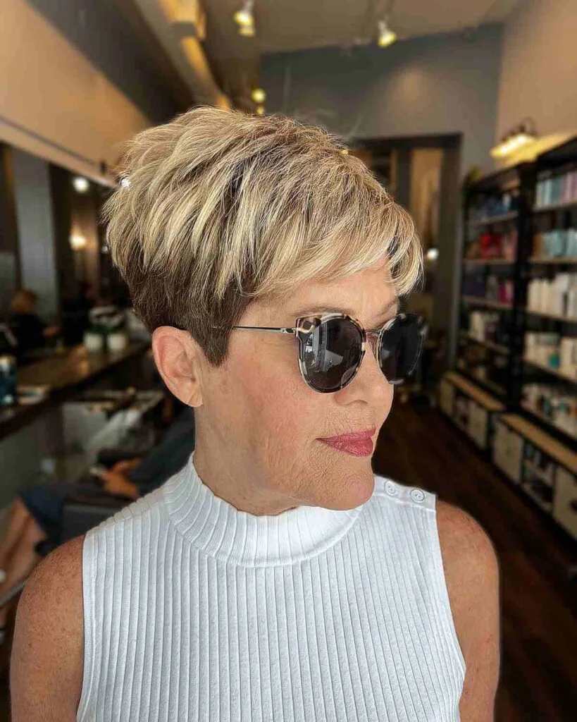 Chic Short Layered Crop for Women Over 60