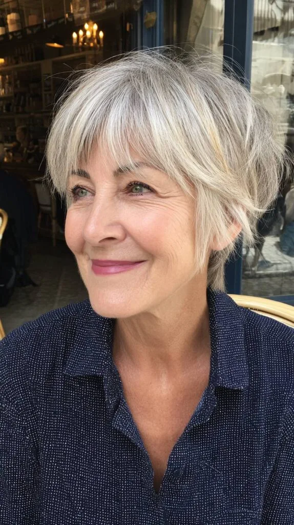 Chic Short Layered Wolfcut with Soft Fringe