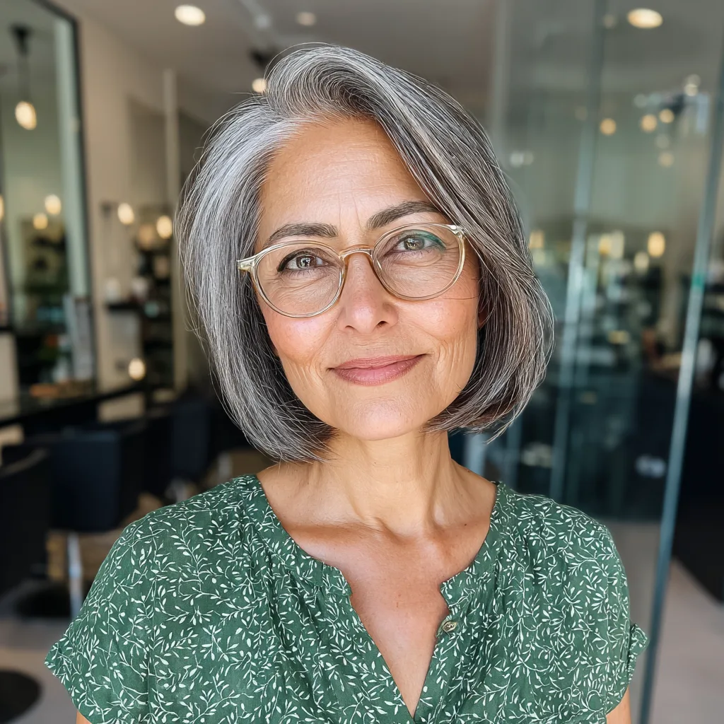 Chic Silver Blunt Bob with Subtle Layers
