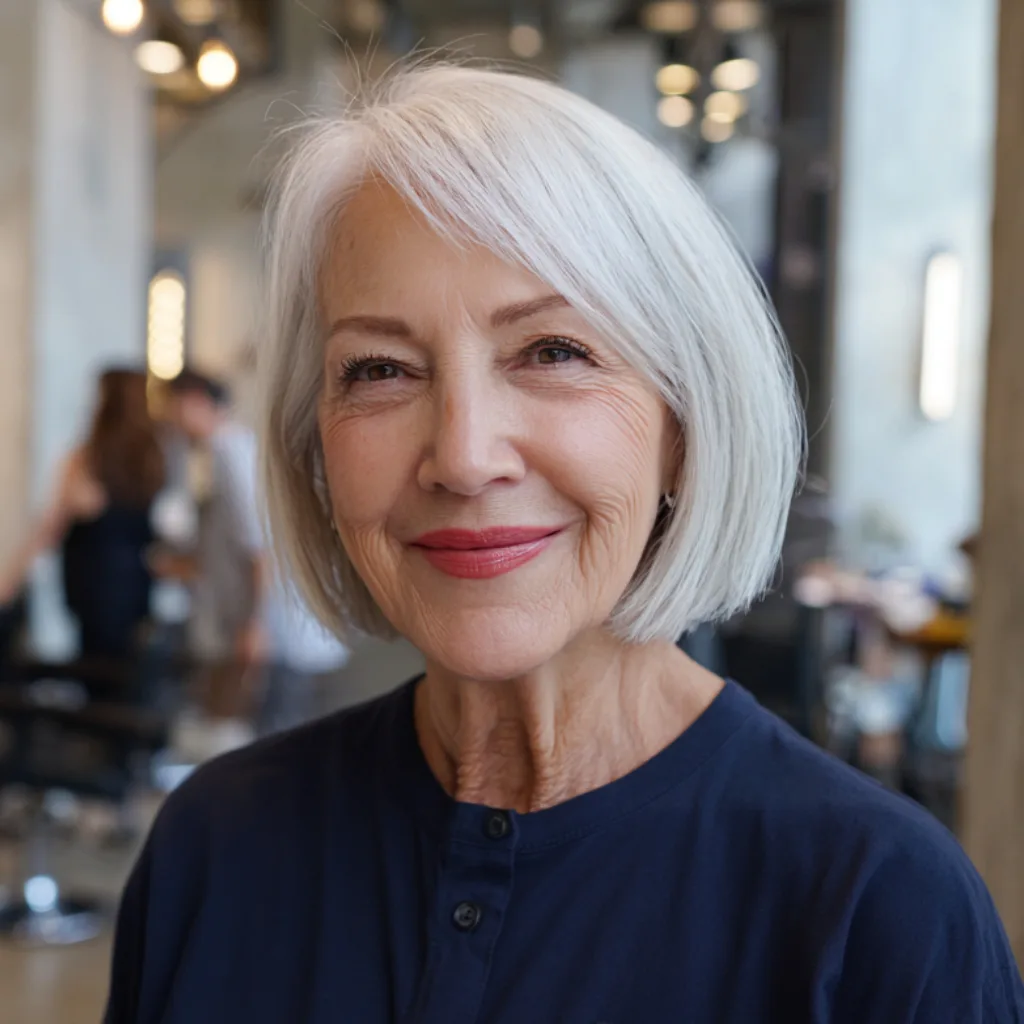Chic Silver Bob with Subtle Face-Framing Layers