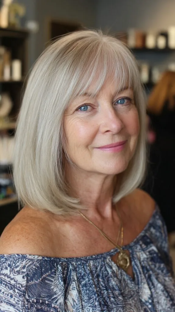 Chic Silver Layered Bob for Graceful Aging